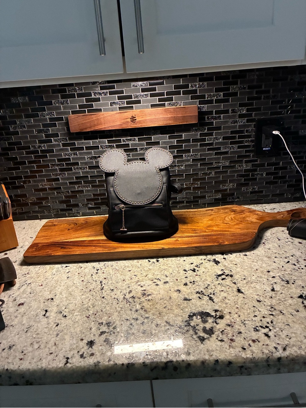 Danielle Nicole Black Leather Mickey Ear Backpack